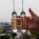2PCS 5" Large Suncatchers Crystal Prisms, stino Hanging Sun Catcher with Glass Prism, Rainbow Maker for Windows, Room, Garden Fantasy Aesthetic Home Decor (1, Rectangle ABColor 2Pcs)