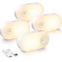 Lyridz Rechargeable Battery Night Light with Motion Sensor, Stick on Anywhere, 1-20LM Dimmable LED Nightlights for the Bedroom, Bathroom, Living Room, Kitchen, Stairs, Hallway, 4-Pack