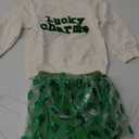 Toddler Baby Girl St Patricks Day Outfit Little Girl Clothes Skirt Set Lucky Charm Sweatshirt Clover Tutu Dress (3-4T, Green)