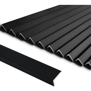 SUNWINGS 10-Pack 36 Inch Peel and Stick Aluminum Tile Trim, Decorative Kitchen Backsplash Trim Edge, Self Adhesive Tile Liner Matte Black Large