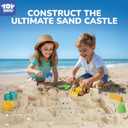 TOY Life 22 Pcs Dinosaur Beach Toys for Kids Ages 4-8 Collapsible Sand Toys with Construction Cars Silicone Bucket Shovels & Sand Castle Building Kit Molds, Sandbox Toy for Summer, Travel, Fishing