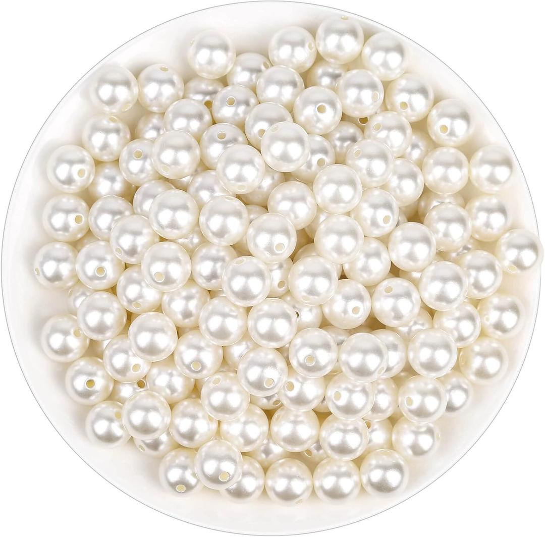 Pearl Beads for Craft, Anezus 200pcs Ivory Faux Fake Pearls, 12 MM Sew on Pearl Beads with Holes for Jewelry Making, Bracelets, Necklaces, Hairs, Crafts, Decoration and Vase Filler Pearl Beads for Craft, Anezus 200pcs Ivory Faux Fake Pearls, 12 MM Sew on Pearl Beads with Holes for Jewelry Making, Bracelets, Necklaces, Hairs, Crafts, Decoration and Vase Filler