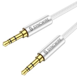 SYNCWIRE 3.5mm Nylon Braided Aux Cable (3.3ft/1m,Hi-Fi Sound), Audio Auxiliary Input Adapter Male to Male AUX Cord for Headphones, Car, Home Stereos, Speaker, iPhone, iPad, iPod, Echo & More  Silver