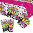 4 Pack 50's Party Tablecloth - 1950's Rocking Table Cover Decoration Rock and Roll Music Tablecover for 50's Party Decoration (51 x 86 Inches)