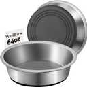 Stainless Steel Dog Bowls, Non Slip Dog Metal Bowls, 2 Pack Food and Water Pet Feeders Heavy Duty Dishwasher Safe (64oz, 8cup)