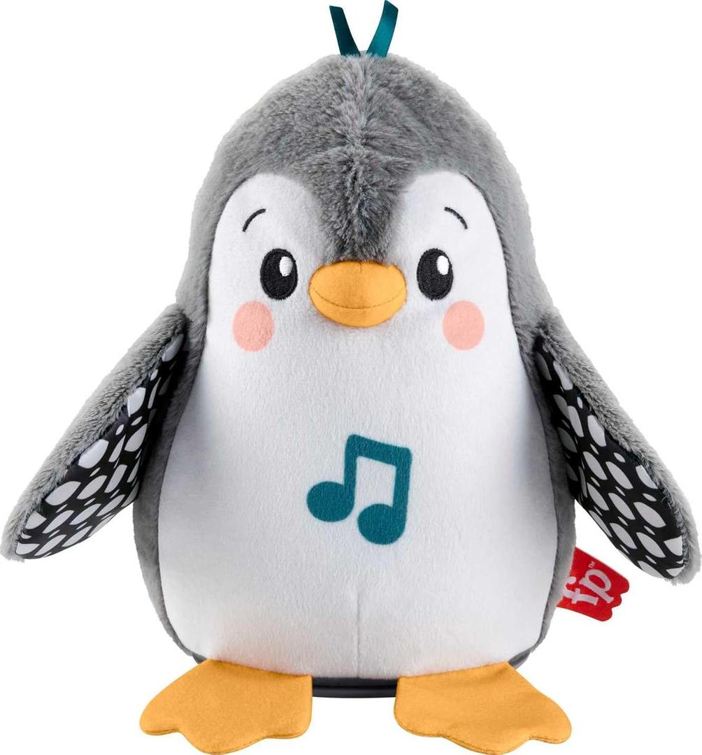 Fisher-Price Baby Tummy Time Toy Flap & Wobble Penguin, Plush with Music & Motion for Sensory Play Newborns Ages 0+ Months (Small)