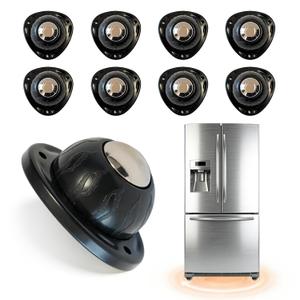 Black Stainless Steel Self Adhesive Caster Wheels 8 Pack Large Profile Swivel Ball Casters, 60 LBS Load Capacity Per Wheel, Universal Pulley for Furniture, Storage Bins, PC Cases, Large Appliances