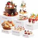 6 PCS Buffet Risers – Large White Acrylic Food Display Risers for Buffet Table, Catering & Dessert, Nesting Cube Boxes for Party, Christmas Buffet & Holiday Table Decor