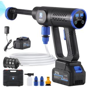 Cordless Portable Cleaning Tools, Brushless Portable Power Machine with LCD Display,100 Levels Adjustable,221VRechargeable Batteries 6-in-1 Nozzle Sprayer for Car,Patio,RV,Fence & Yard Cleaning