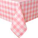 Hiasan Checkered Tablecloth Rectangle - Stain Resistant, Waterproof and Washable Table Cloth Gingham for Valentine's Day/Outdoor Picnic/Holiday Dinner/Dining Hall, 60 x 120 Inch, Peach Pink and White
