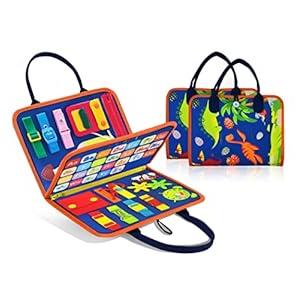 LearnToy Montessori Busy Board for Boys 3 4 5 Year, Sensory Toys for Toddlers 3-6, Ideal for Travel and Preschool - ABCs, 123s, Shapes, Colors, Animals, Weather, Birthday Gifts