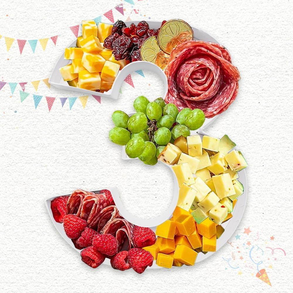 Charcuterie Cardboard Number Fillable Shaped Treat Decorative Box Anniversary Birthday Table Centerpiece (3 Style, 9inch)