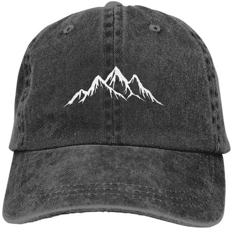 Mountain Hats for Men Black Baseball Cap Women Vintage Adjustable Dad Hat Funny Trucker Hat Summer (Gray)