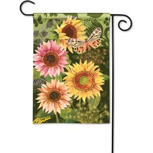 Studio M Double Sided Outdoor Flag Decoration for Landscaping, Gardens, and Yards, Standard 12.5 x 18 Inch Fade Resistant SolarSilk Polyester Fabric, Sunflower Autumn