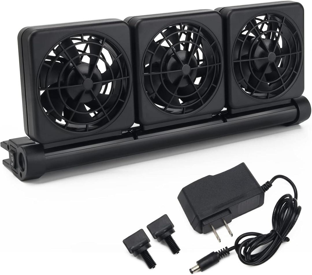 Aquarium Fan 2 3 4 Heads, Aquarium Chillers Cooling Fan Adjustable Fish Tank Cooling Fan with 2 Wind Speed Fan for Water Tank, Aquarium Tank Chiller (3 Head)
