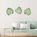 3PCS Palm Leaves Wood Wall Decor, Tropical Wall Art Jungle Decor, Wooden Natural Leaves Plant Wall Decor, Vintage Tropical Plant Plaque for Home Living Room Kitchen Bedroom Bathroom & Garden, Green