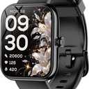 Smart Watch with Alexa Builtin, 1.83" HD Fitness Tracker for Men Women, Bluetooth Calls/Notifications, IP68 Waterproof, 120+ Sports Modes, 24/7 Heart Rate and Sleep Tracking for IOS Android (Black)