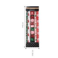 LaRibbons Christmas Wrapping Paper Set, Reindeer & Snowflake Design with Gift Bow & Ribbons & Tags, Perfect for Holiday, Party, Xmas Celebration,30 Inch X 10 Feet (4Rolls, 100 sq.ft.ttl.)