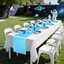 10 Pack Satin Table Runner 12 x 108 Inch Long Blue Silk Table Runner for Wedding Party Banquet Birthday Decoration