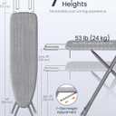 SONGMICS Ironing Board, Foldable Iron Board, Height Adjustable up to 35 Inches, with 4 Layered Cover and Pad, Iron Rest, Hook, Steel X-Legs, for Home, Laundry Room, Dorm, Dove Gray ULLB001G01