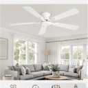 ZMISHIBO 52 Inch Ceiling Fan No Light, Flush Mount Low Profile, Modern White Ceiling Fan Without Light, Remote Control & Quiet DC Motor, for Indoor&Outdoor, Bedroom, Living Room