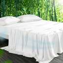 Cooling Sheets Set Queen Size, Viscose Derived from Bamboo for Hot Sleepers | Deep Pocket Up to 16 Inch | Silky Soft & Breathable Bedding - 4PC (Queen, White)