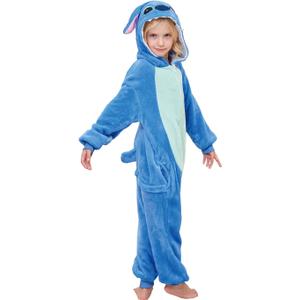 Kids Animal Onesie Pajamas Cosplay Costume Halloween Sleepwear (6 Years, Lanzai Blue)