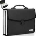 Uquelic 26 Pockets Expanding File Folder Organizer - Upgraded Durable Buckle, Accordion Folder Base with Ergonomic Portable Handle/Large A4 Letter Size Document Organizer, Folders with Pockets (Transparent)