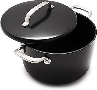 GreenPan GP5 Hard Anodized Advanced Healthy Ceramic Nonstick, 8QT Stock Pot with Insulated Lid, PFAS-Free, Induction, Dishwasher Safe, Oven & Broiler Safe, Black
