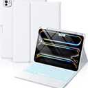 Hamile for iPad Pro 11-inch Case with Keyboard (M5/M4) - Magnetic Wireless Detachable Keyboard with Multi-Touch Trackpad 7 Colors Backlit Stain Proof Folio Cover for Pro 11 Inch 2025 2024 - White