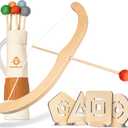 BOWRILLA Kids Bow and Arrow Set | Wooden Archery Toy for Boys & Girls Aged 3-7, Bow and Arrow for Kids | Includes 5 Arrows, 4 Targets, Cotton Quiver | Indoor & Outdoor Play