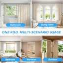 AIZESI 41-144 Inch Heavy Duty Tension Curtain Rod - No Drilling, Adjustable, Rust-Resistant for Outdoor, Living Room, Window, Bathroom (Black, 41" to 144"|2PACK)