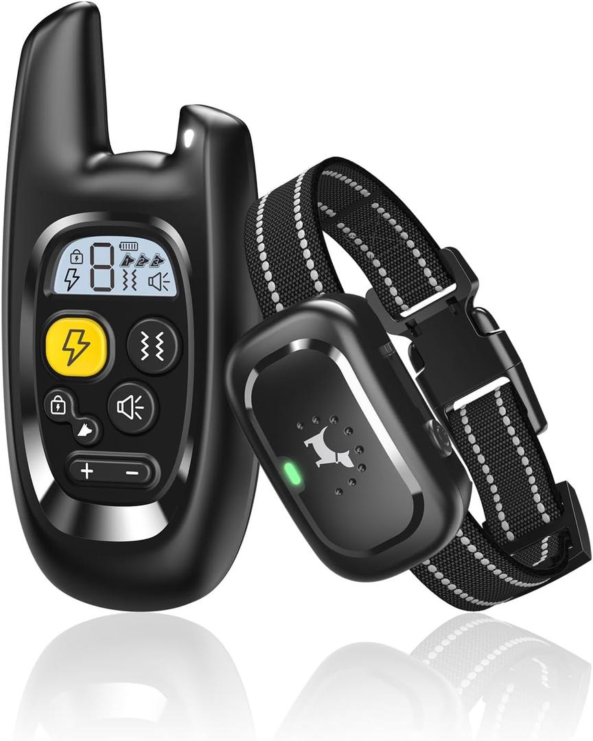 Dog Shock Collar with Remote Control- Training Collar for Small Medium Large Dogs, Electric Collar for Dogs Training Rechargeable, E Collar with Beep, Vibration & Shock-Lock Keypad