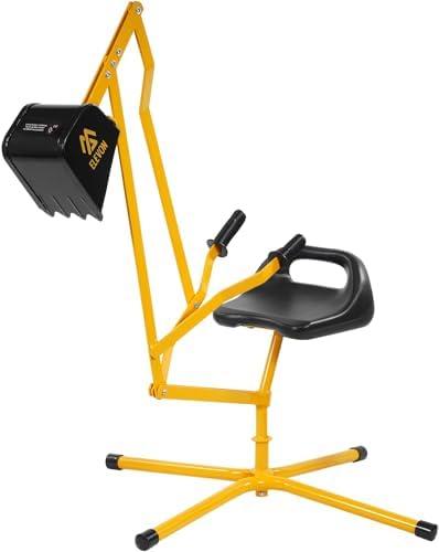 Joymor Sand Digger Kids Excavator Ride On Toy, Beach Toys Outdoor Sandbox Toy Digger, Steel Excavator Crane Rotates 360 with Stabilizing Base, Sand Toys Backyard Sandbox, Dirt and Snow - Yellow, Missing Parts, No Handles