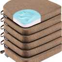 Dining Chair Cushions Set of 6 Memory Foam Chair Cushion, Comfortable Dining Chair Pad Removable Slip Resistant Kitchen Chair Seat Cushion (6 Piece, Brown) (6 Count (Pack of 1))