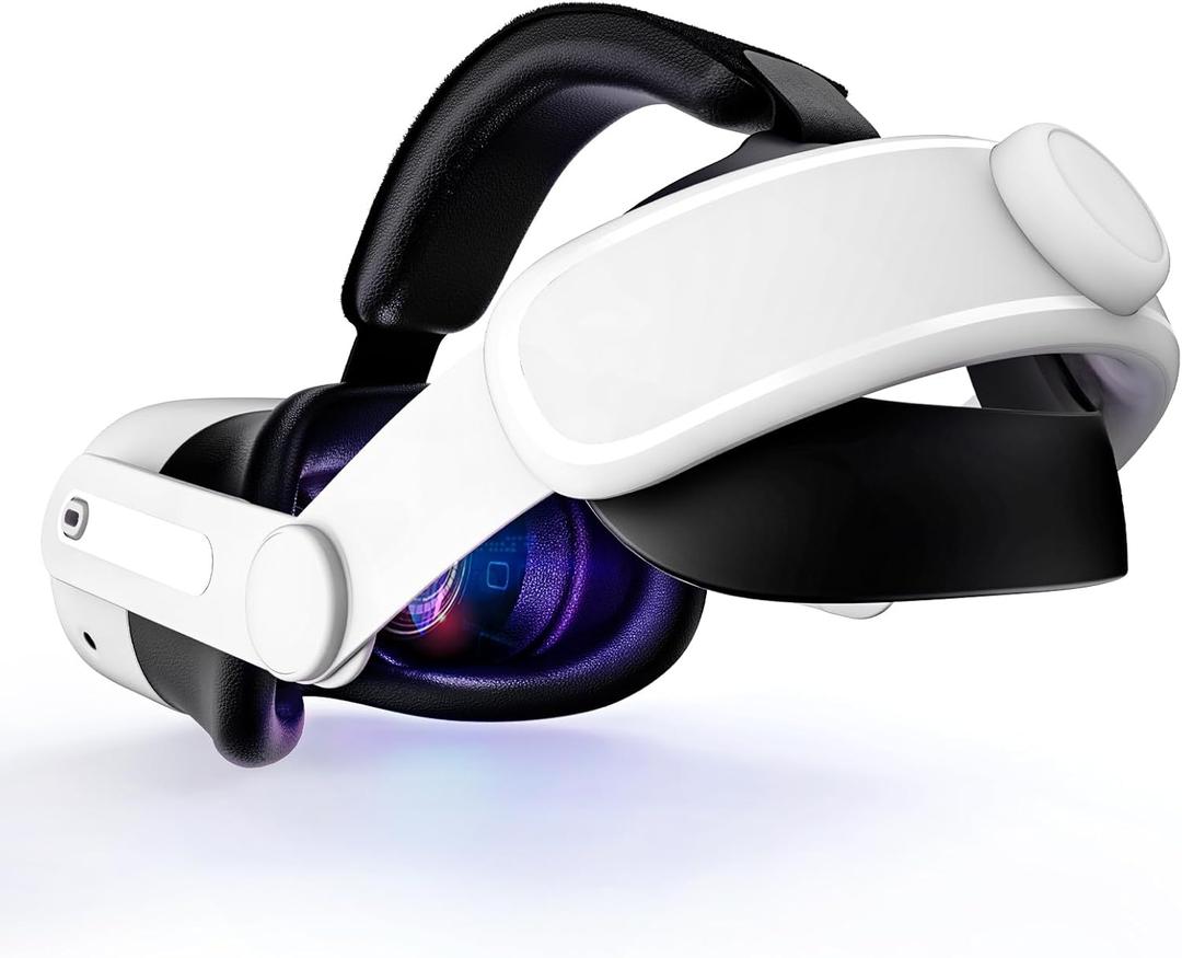 Head Strap for Meta Quest 3S/3, Lightweight Headstrap Replacement for Oculus Quest 3/3s, Nexatrix VR Headset Elite Strap Accessories with Adjustable Hinge and Enlarged Head Support (White)