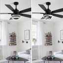 Bella Depot 52" Modern Black Ceiling Fan with Light and Remote, Chandelier Fan Light for Living Room Bedroom Office Indoor Patio