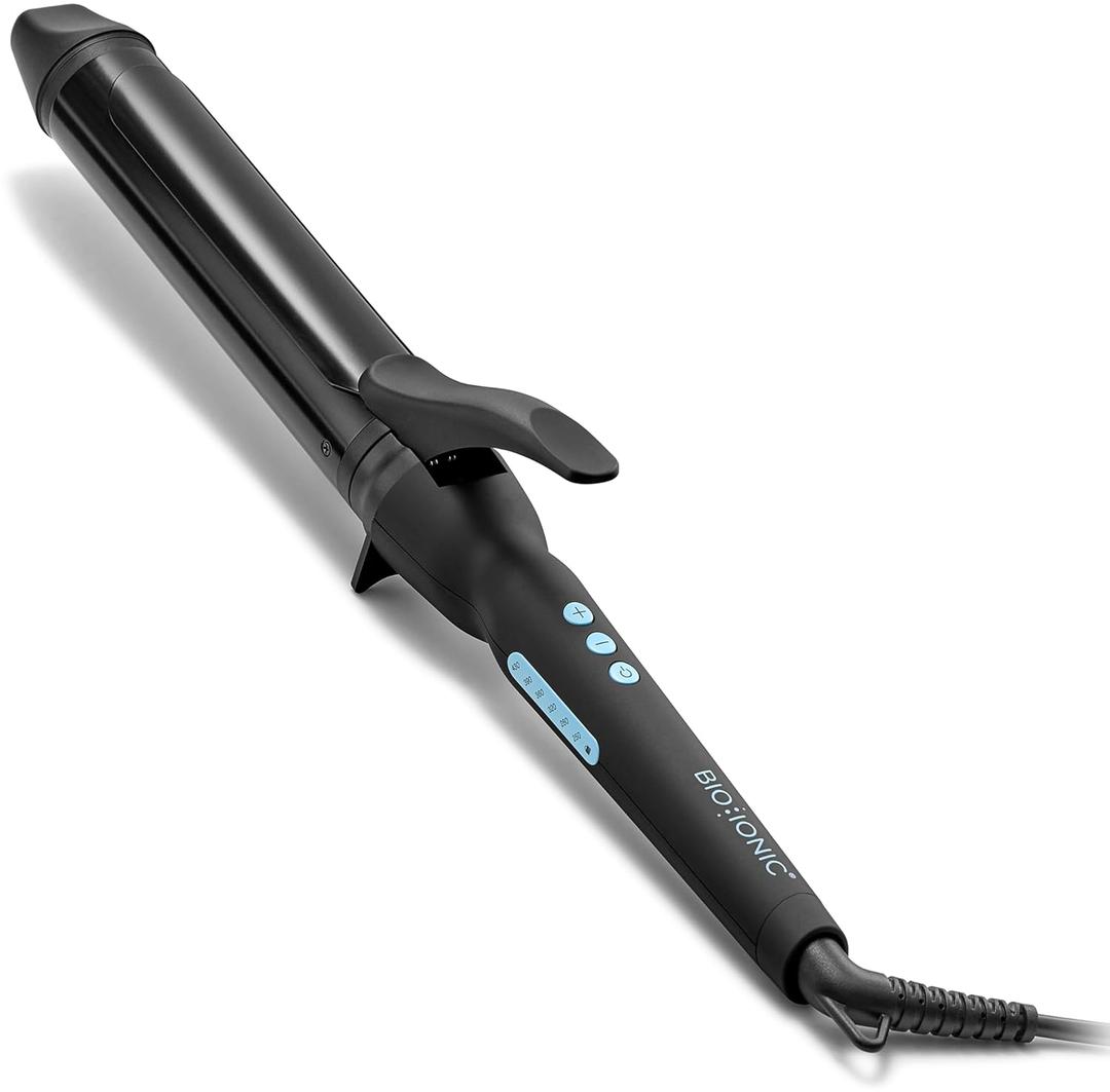Bio Ionic Long Barrel Styler, Curling Iron with Moisture Heat Technology & NanoIonic MX, Versatile Curling Wand with Adjustable Heat Settings, Hair Curler with Extended Barrel (1.5 Inch, Black)