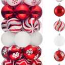 Valery Madelyn Christmas Ornaments Tree Decorations, 30ct Red and White Shatterproof Christmas Ball Ornaments Set, 2.36 Inch Hanging Ornament Bulk for Xmas Holiday Party Decor