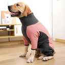 Dog Winter Coat Soft Fleece Dog Clothes for Cold Weather, Warm Dogs Pullover Pajamas Cozy Cold Weather Jacket Full Body Suit Windproof Fleece Sweater for Dogs Walking Hiking Sleeping (Pink L)