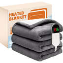 PTQ Electric Heated Blanket,Flannel & Sherpa Heated Throw Blanket 50"x60",Fast Heating Soft Fleece Blanket with 6 Heating Levels & 4H Auto Off  Grey