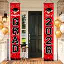 2026 Graduation Decorations Porch Banner Red, Congrats Grad Class of 2026 Banner for Graduation Party Decorations for Front Door, Porch and Graduation Party Supplies