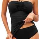 Aqua Eve Halter Tankini Bandeau Swimsuits for Women Two Piece Tummy Control Bathing Suits XL