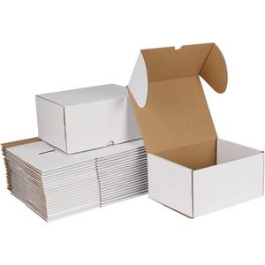 ZBEIVAN 8x6x4 White Shipping Boxes Set of 25, Corrugated Cardboard Mailer Boxes for Packaging Small Business Mailing Gifts