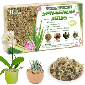 Halatool 10OZ Orchid Moss Sphagnum for repotting, 14QT Dried Sphagnum Moss for Plants Indoor, Maintain Air Humidity and Improve Soil Acidity, Natural Media for Orchid Plant Growth