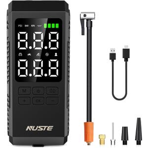 Tire Inflator Portable Air Compressor, Air Pump for Car Tires with Digital Pressure Gauge, 150PSI Rechargeable Battery, LED Light, Cordless Bike Tire Pump for Car, Motorcycle, Bicycle