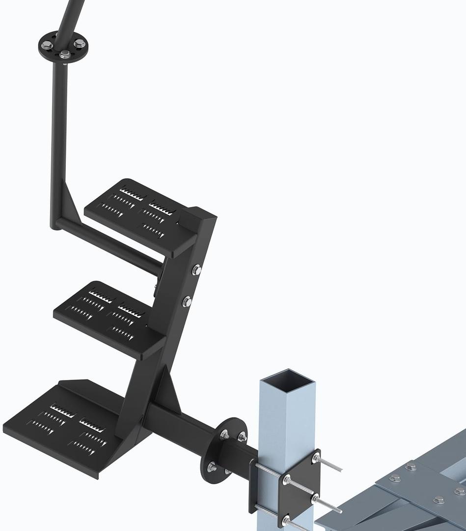 Adjustable Boat Steps for Trailer, Boat Trailer Steps with Anti-Slip Steps, Boat Trailer Tongue Steps for Bass Boat Trailer Pontoon Boats, Boat Trailer Steps for The Tongue with Handrail
