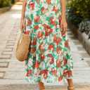 KIRUNDO Women's 2025 Fall High Waist Boho Floral Maxi Skirt Trendy Casual Flowy Swing Pleated A Line Beach Long Skirts (M)