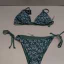 ZAFUL Women's Triangle Bikini Floral String Bikini Set Two Piece Swimsuit Bathing Suits (Medium, 2-greenish Blue)