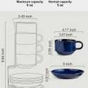 Gomakren 6 Ounce Cappuccino Cups with Saucers and Metal Stand, Stackable Coffee Cup Set of 4, Mothers Day Porcelain Espresso Cups for Coffee Drinks, Cappuccino, Latte, Americano, Tea, Cobalt Blue